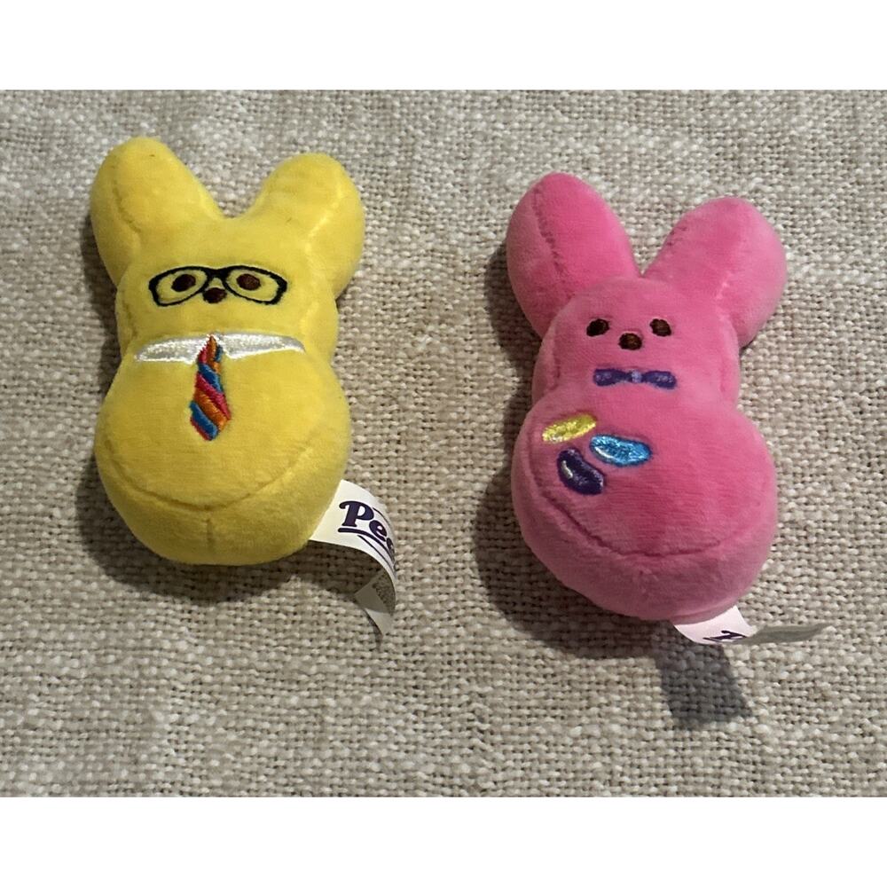 Peeps Just Born Bunny 6” Plush Lot Of 2 Pink Yellow